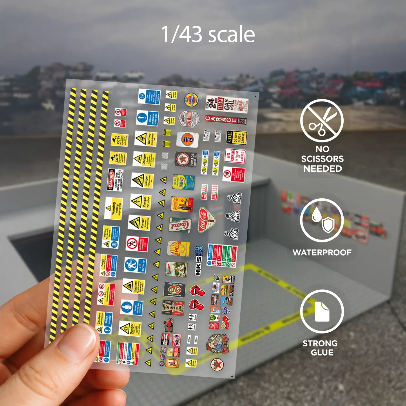 1-43 garage diorama sticker set realistic DTF decals