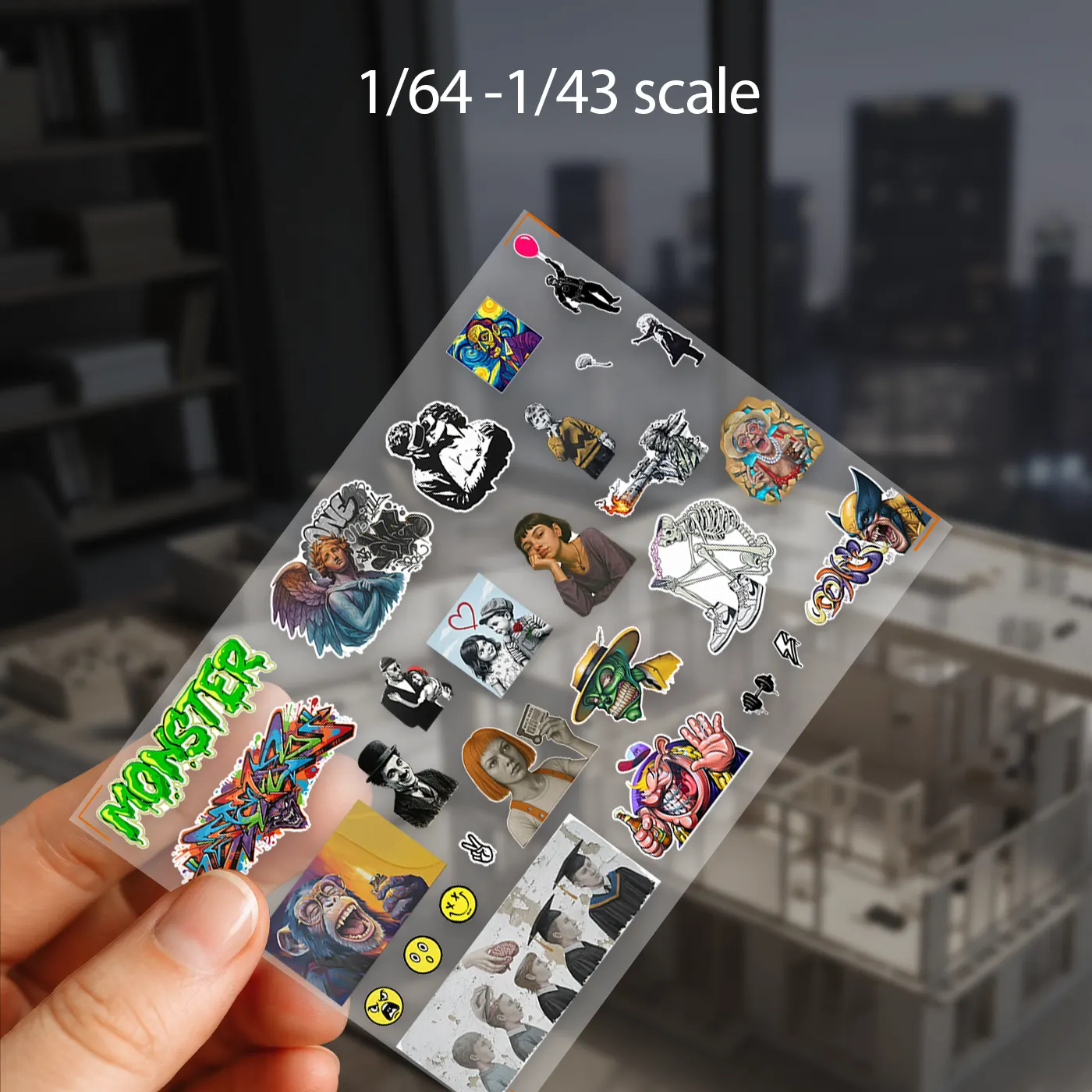 Miniature Graffiti Stickers – 27 Urban Decals for Scale Dioramas